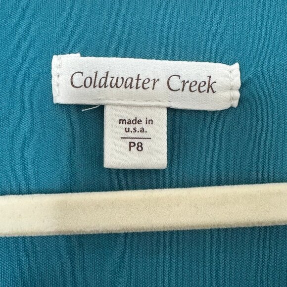 COLDWATER CREEK Teal Green Jersey Dress with Waist Ruching 8P - Picture 2 of 10